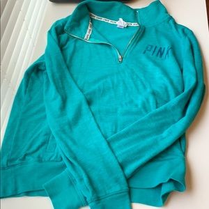 PINK Victoria Secret Quarter Zip Teal